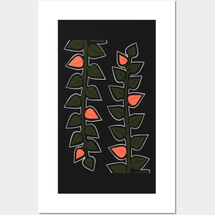 Leafy Peach Vines Posters and Art